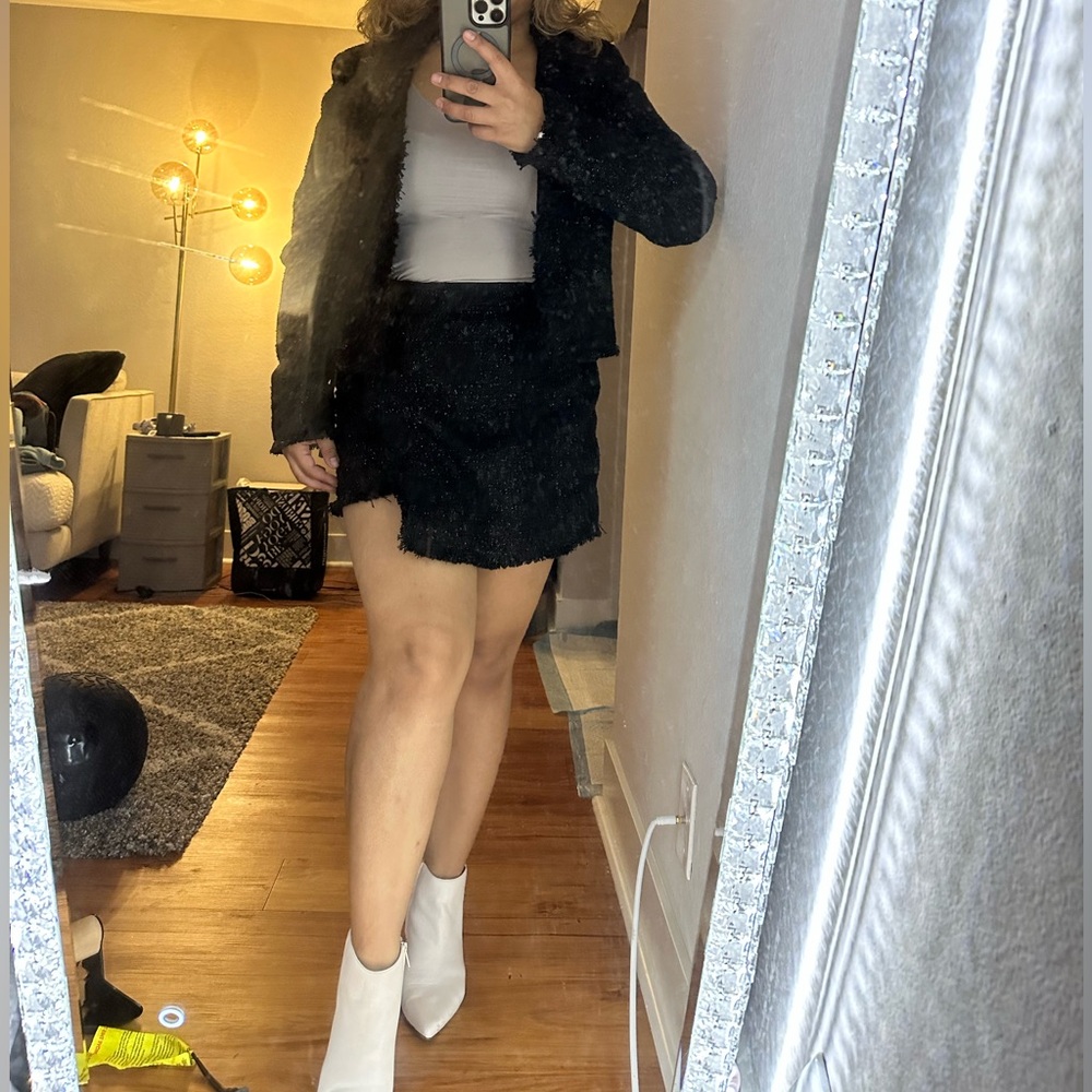 House of Harlow black metallic tweed set